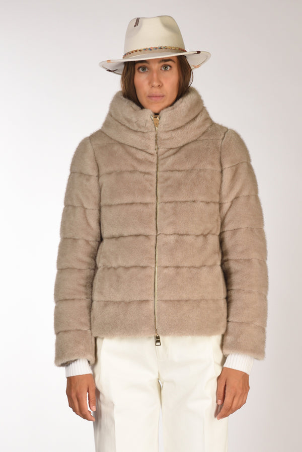 Herno Piumino Corto Beige Donna-2