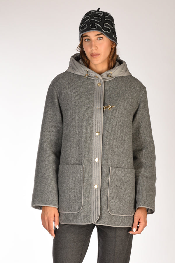 Fay Cappa Bimateriale Grigio Donna