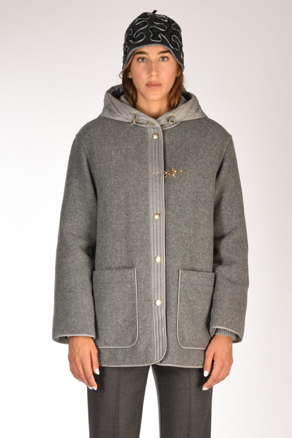 Fay Cappa Bimateriale Grigio Donna-2