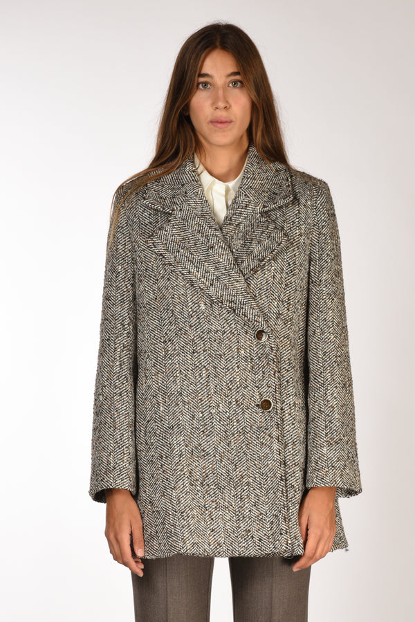 Gabriele Bellini Caban Doppiopetto Marrone/nero Donna-2
