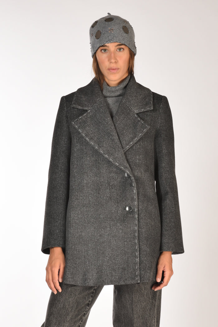 Gabriele Bellini Caban Doppiopetto Grigio Scuro/grigio Chiaro Donna - 1