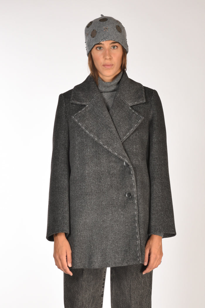 Gabriele Bellini Caban Doppiopetto Grigio Scuro/grigio Chiaro Donna - 2