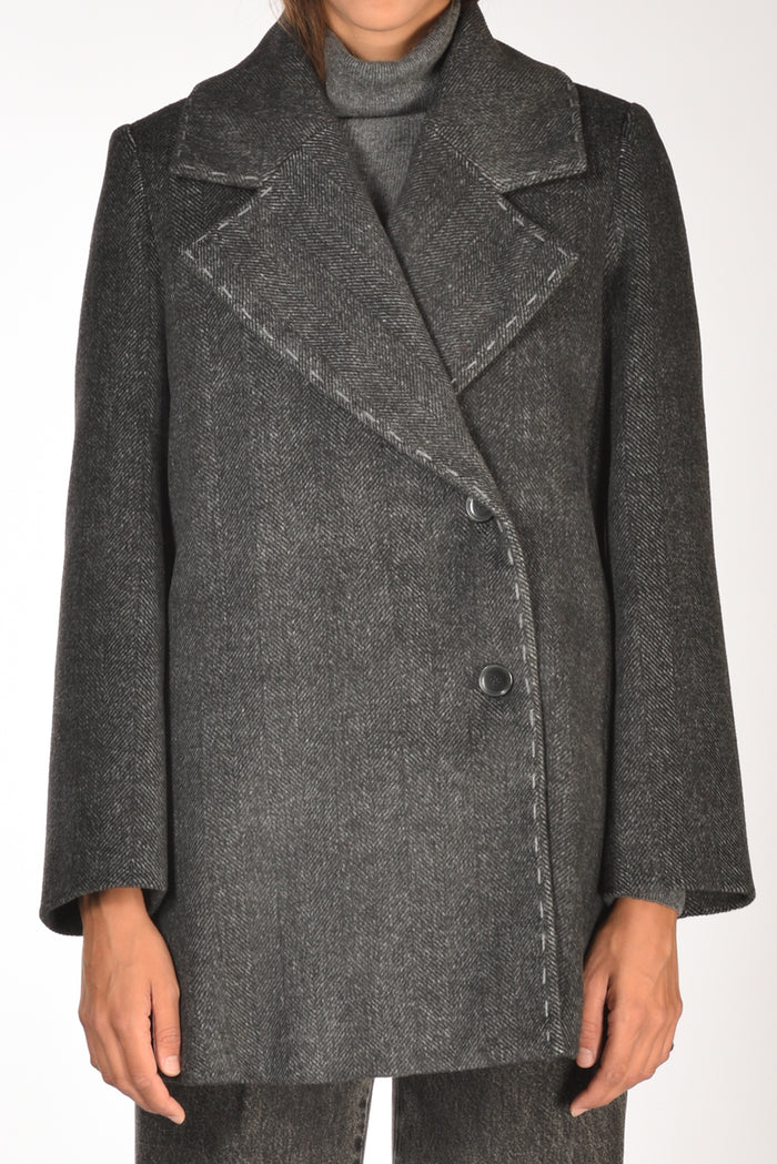 Gabriele Bellini Caban Doppiopetto Grigio Scuro/grigio Chiaro Donna - 3