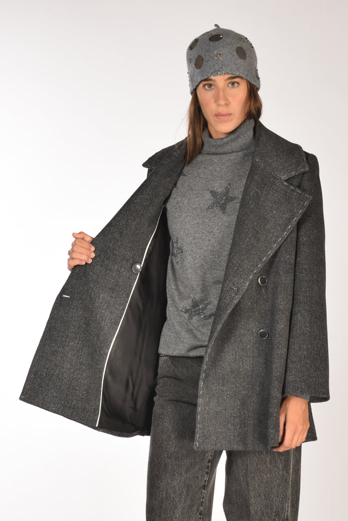 Gabriele Bellini Caban Doppiopetto Grigio Scuro/grigio Chiaro Donna - 6