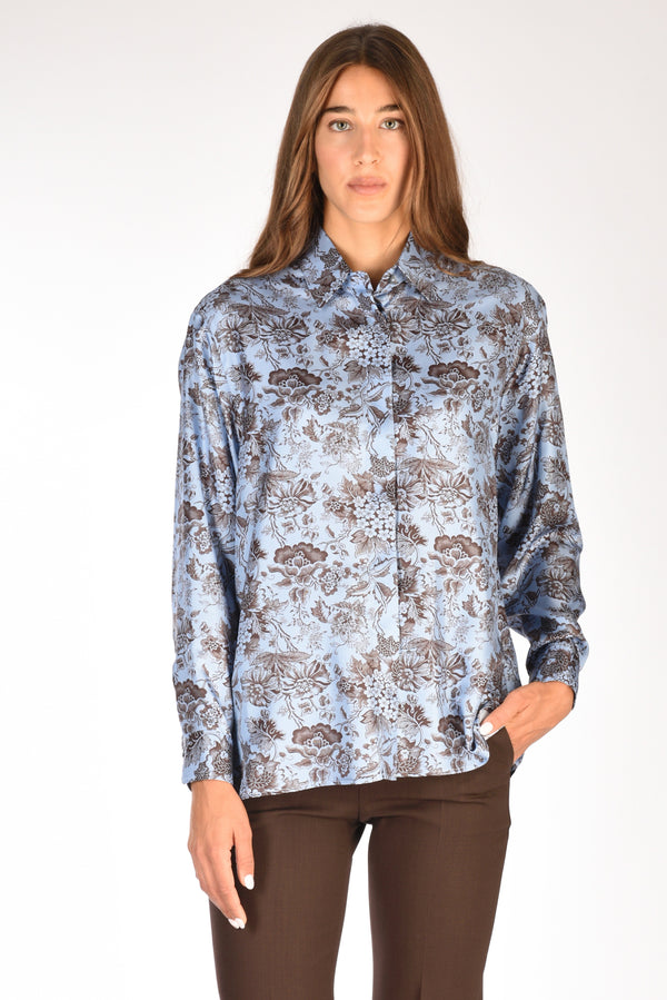 Sarte Pettegole Camcia Stampata Azzurro/marrone Chiaro Donna
