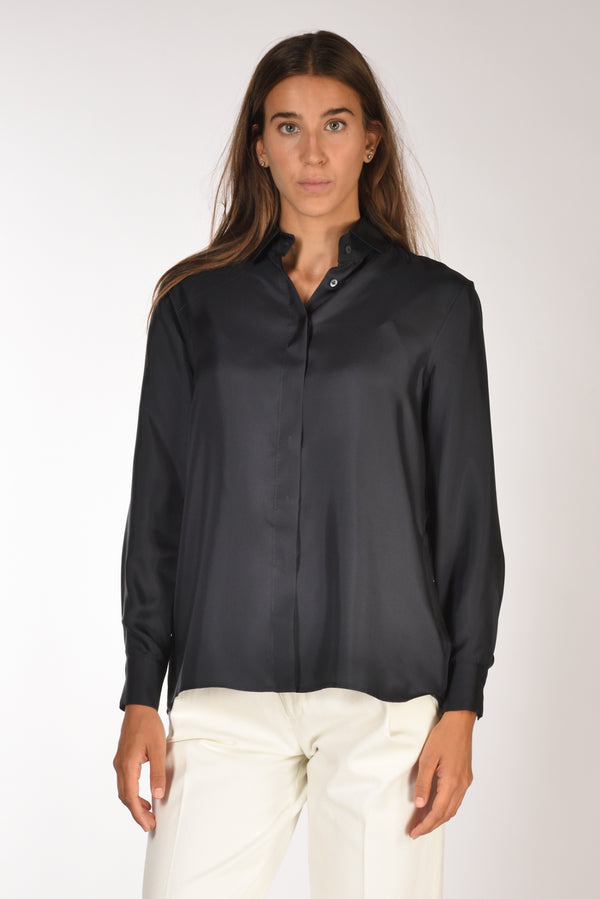 Sarte Pettegole Camicia Seta Blu Donna