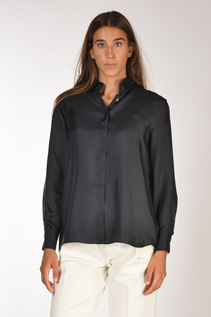 Sarte Pettegole Camicia Seta Blu Donna - 1