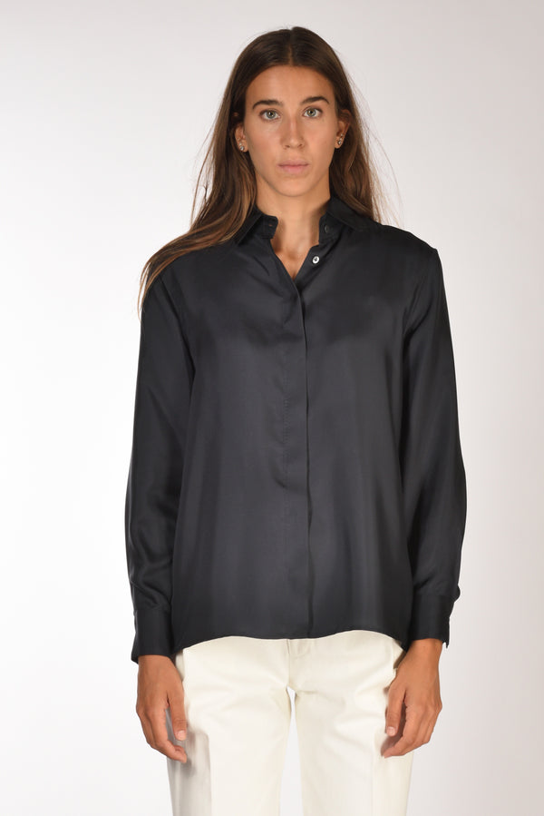Sarte Pettegole Camicia Seta Blu Donna-2
