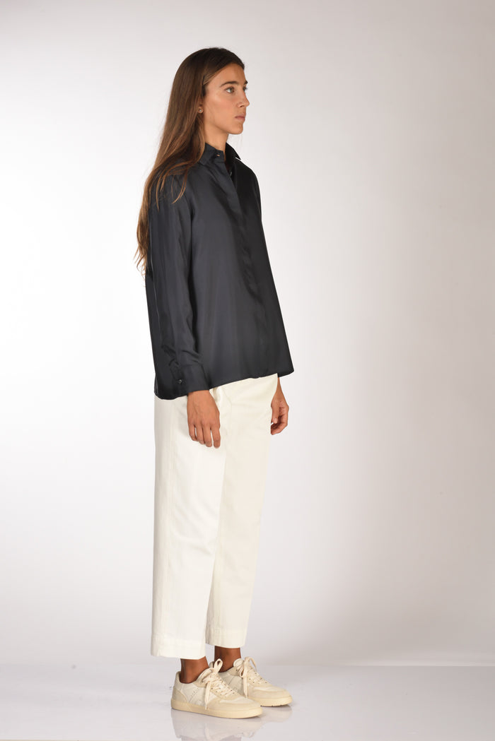 Sarte Pettegole Camicia Seta Blu Donna - 4
