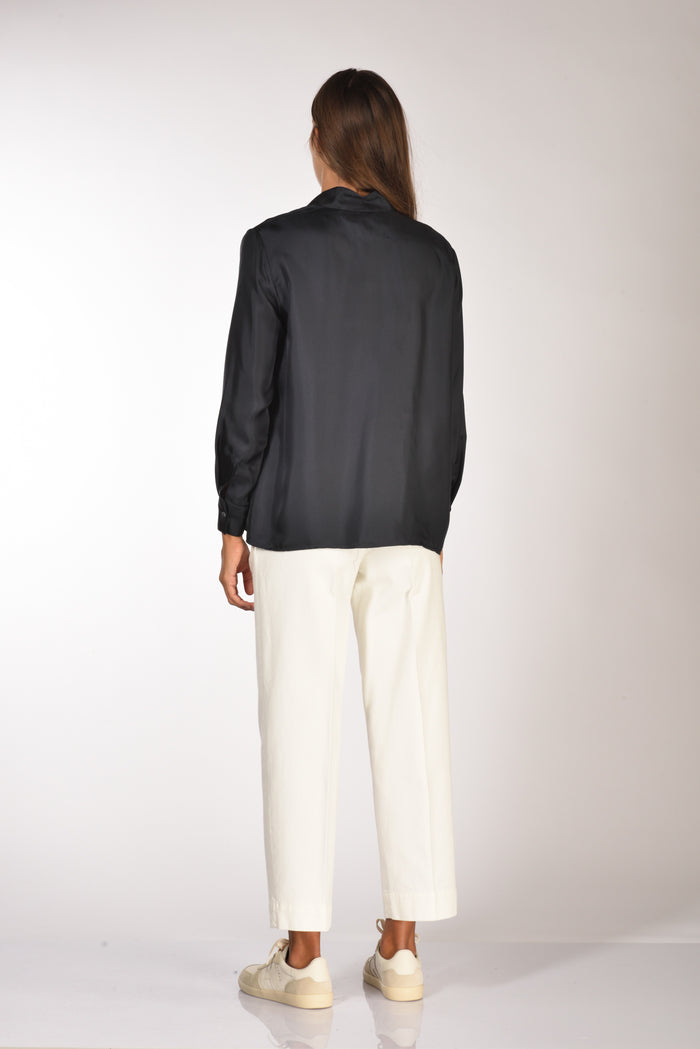 Sarte Pettegole Camicia Seta Blu Donna - 5