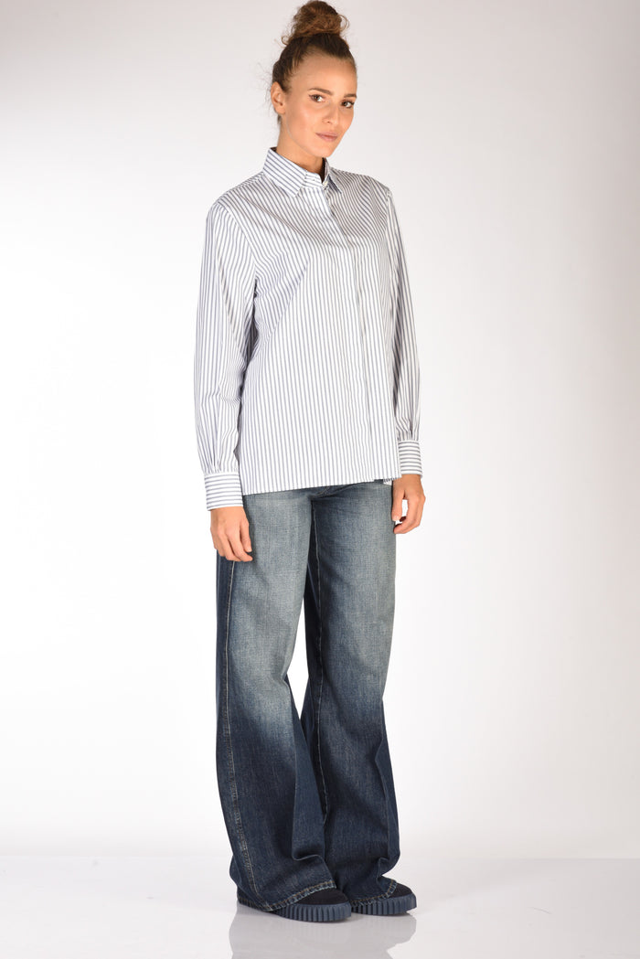 Sarte Pettegole Camicia Rigata Bianco/blu/azzurro Donna - 4