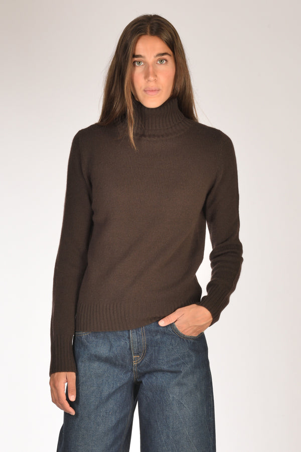 Allude Maglia Collo Alto Marrone Donna