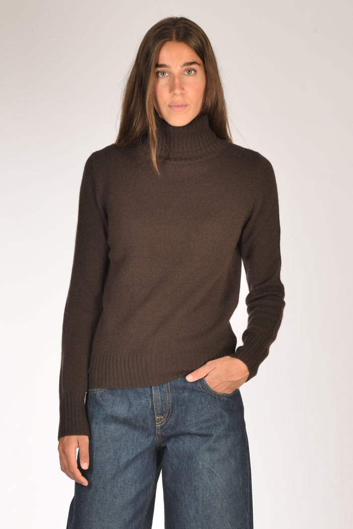 Allude Maglia Collo Alto Marrone Donna - 1