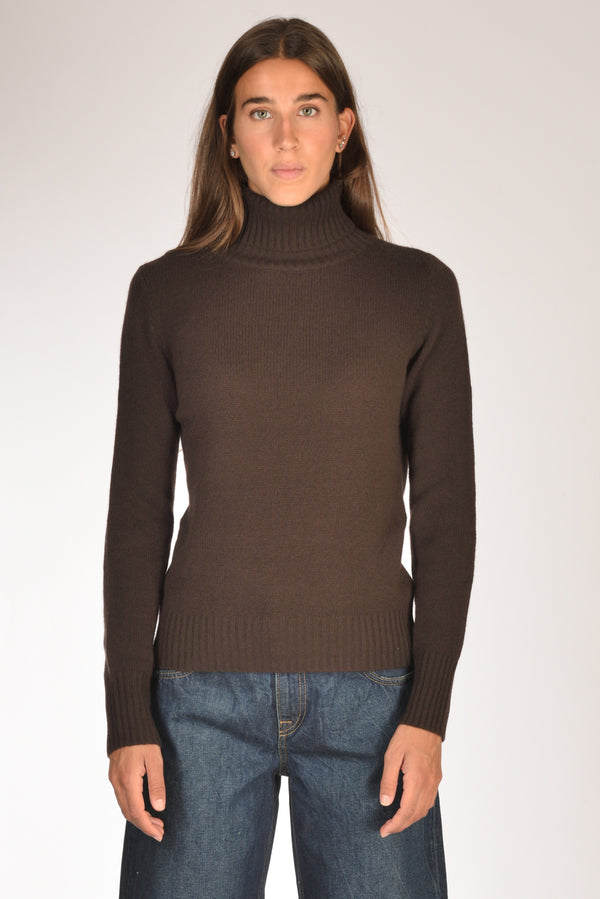 Allude Maglia Collo Alto Marrone Donna-2