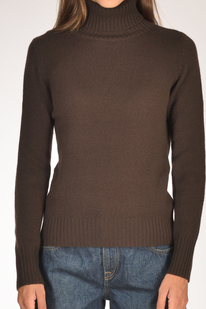 Allude Maglia Collo Alto Marrone Donna - 3