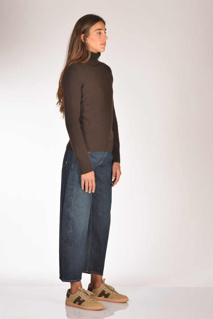 Allude Maglia Collo Alto Marrone Donna - 4