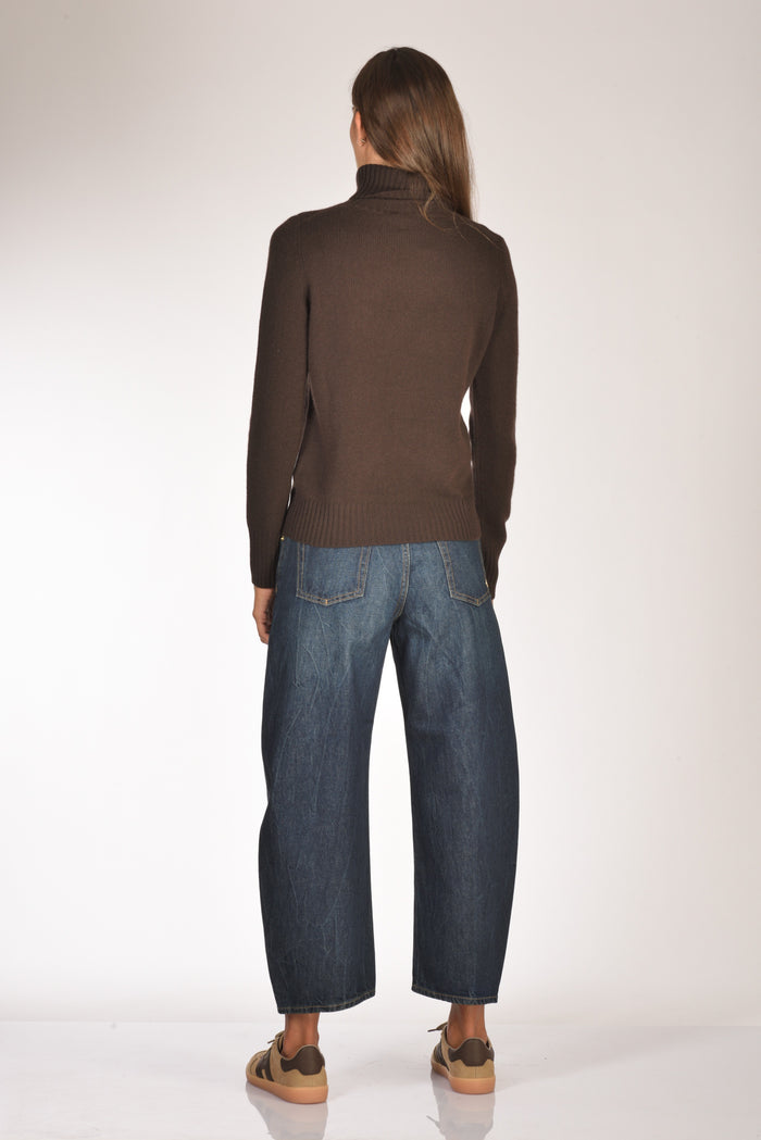 Allude Maglia Collo Alto Marrone Donna - 5