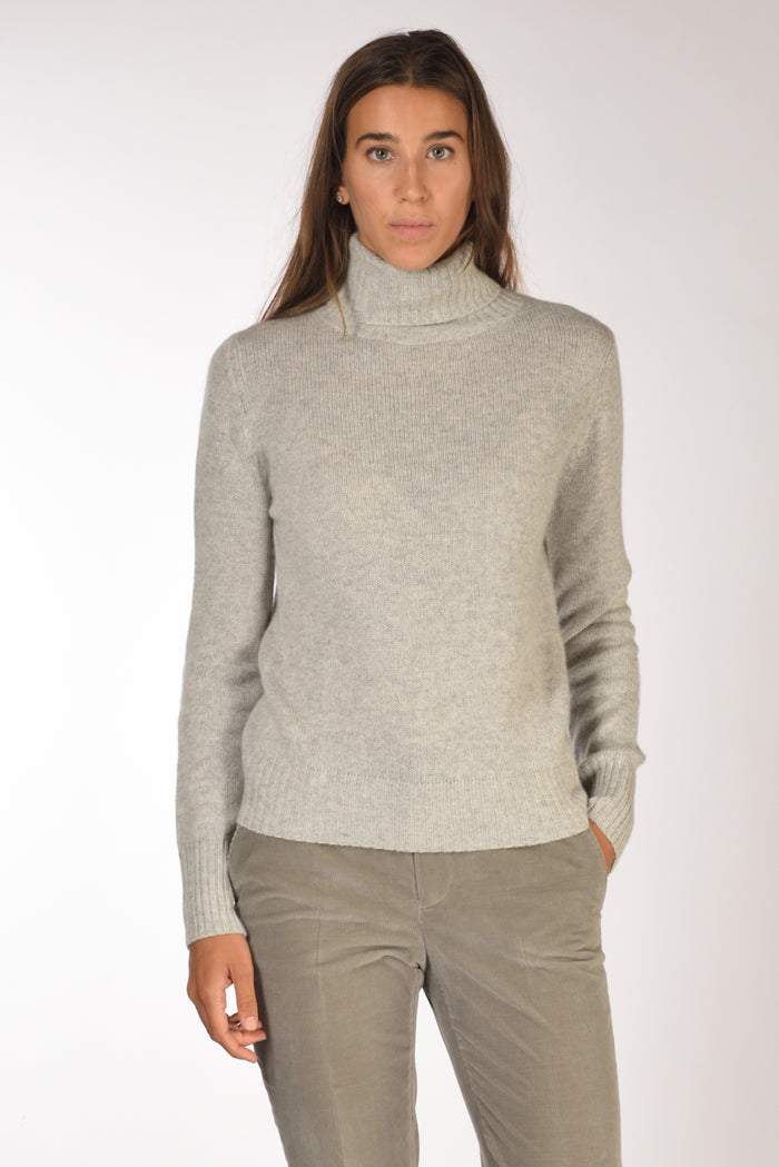 Allude Maglia Collo Alto Grigio Chiaro Donna - 1