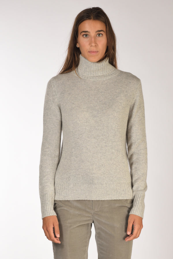 Allude Maglia Collo Alto Grigio Chiaro Donna-2