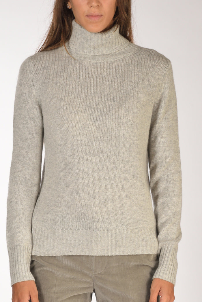 Allude Maglia Collo Alto Grigio Chiaro Donna - 3