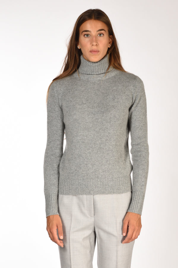 Allude Maglia Collo Alto Grigio Scuro Donna-2
