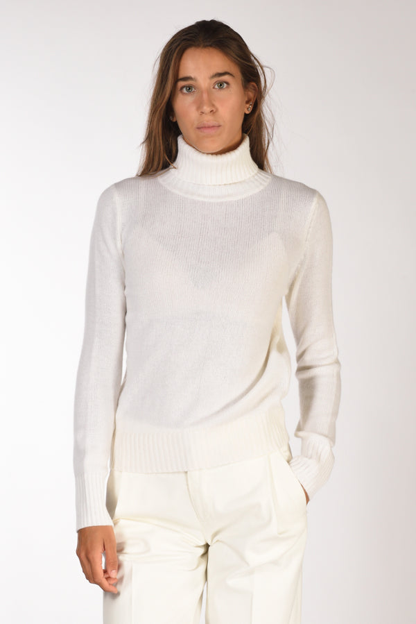 Allude Maglia Collo Alto Bianco Donna