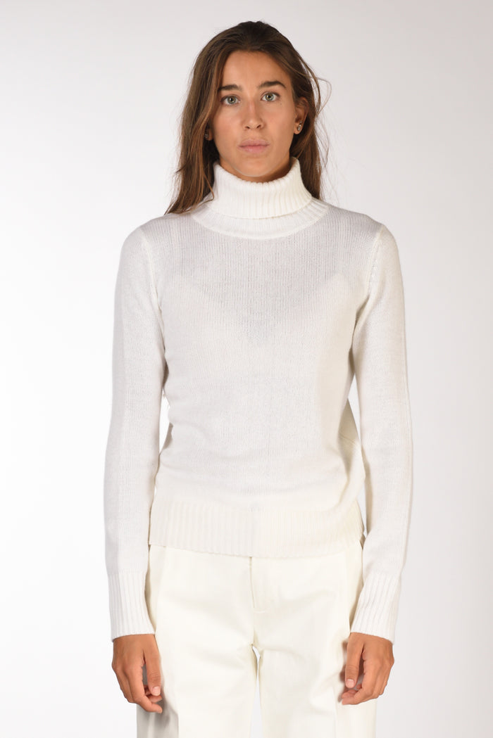 Allude Maglia Collo Alto Bianco Donna - 2