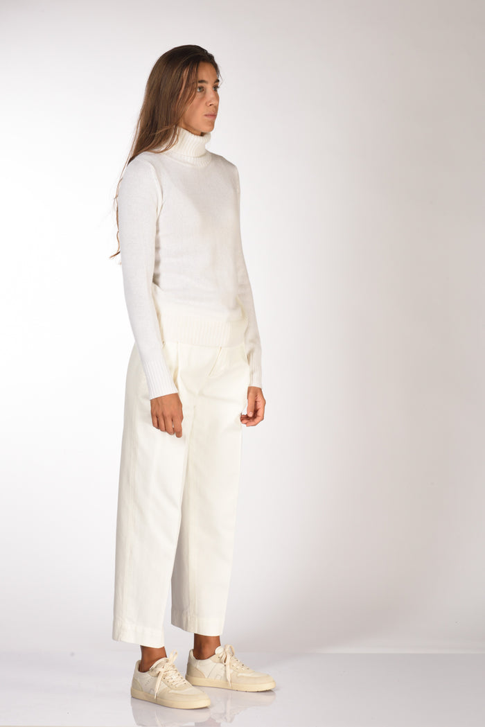Allude Maglia Collo Alto Bianco Donna - 4