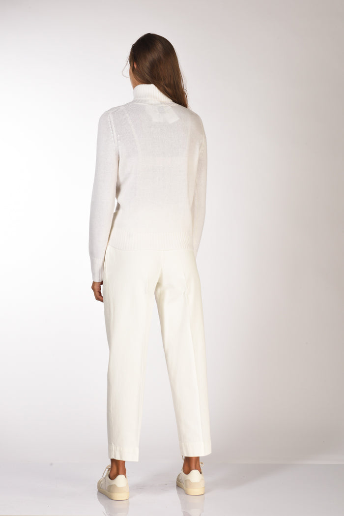 Allude Maglia Collo Alto Bianco Donna - 5