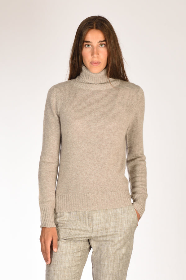 Allude Maglia Collo Alto Beige Donna