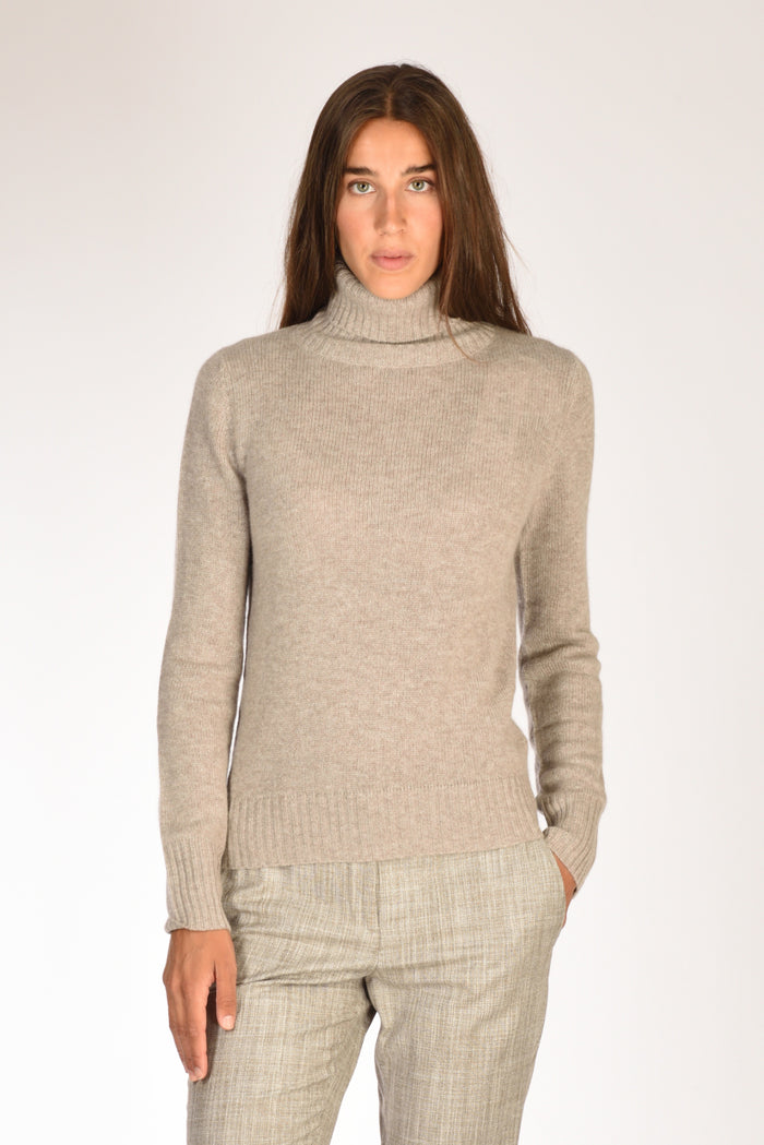 Allude Maglia Collo Alto Beige Donna - 1