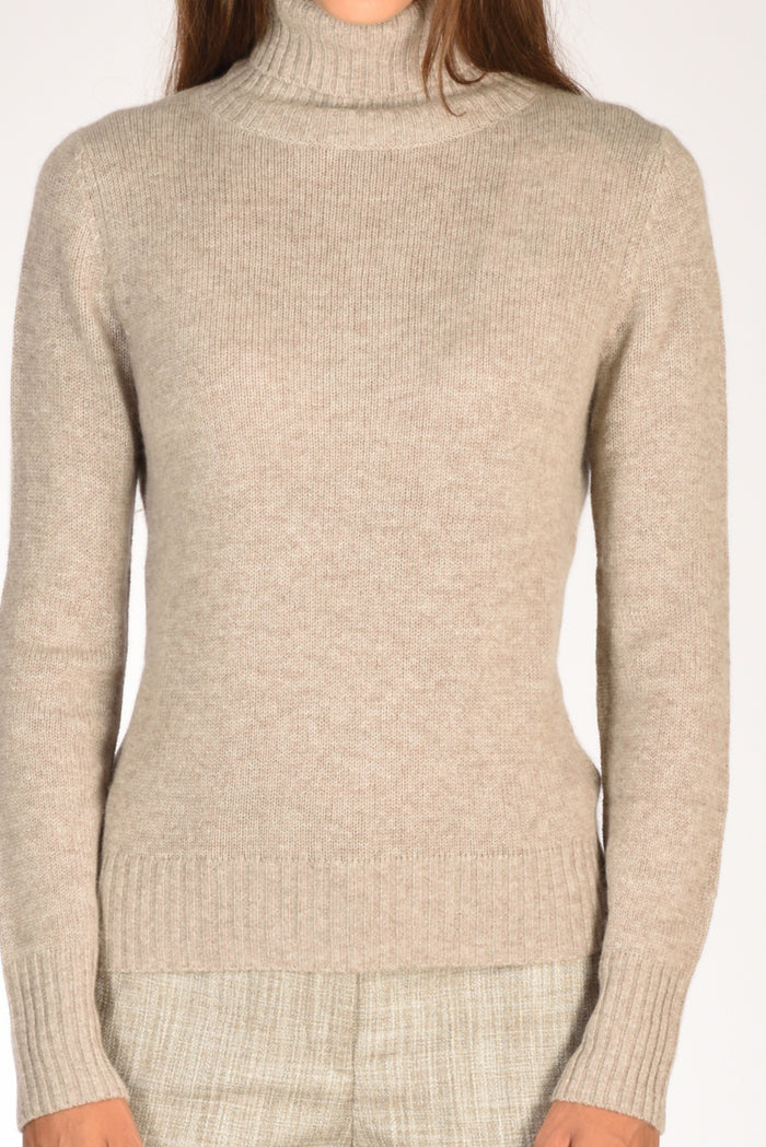 Allude Maglia Collo Alto Beige Donna - 3