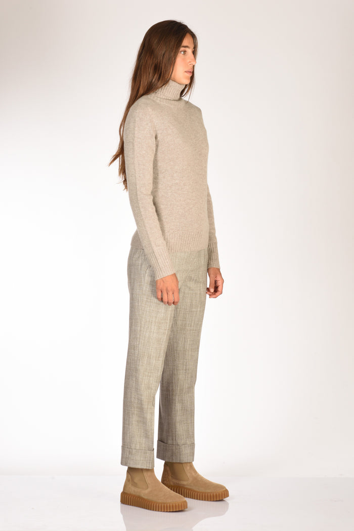 Allude Maglia Collo Alto Beige Donna - 4
