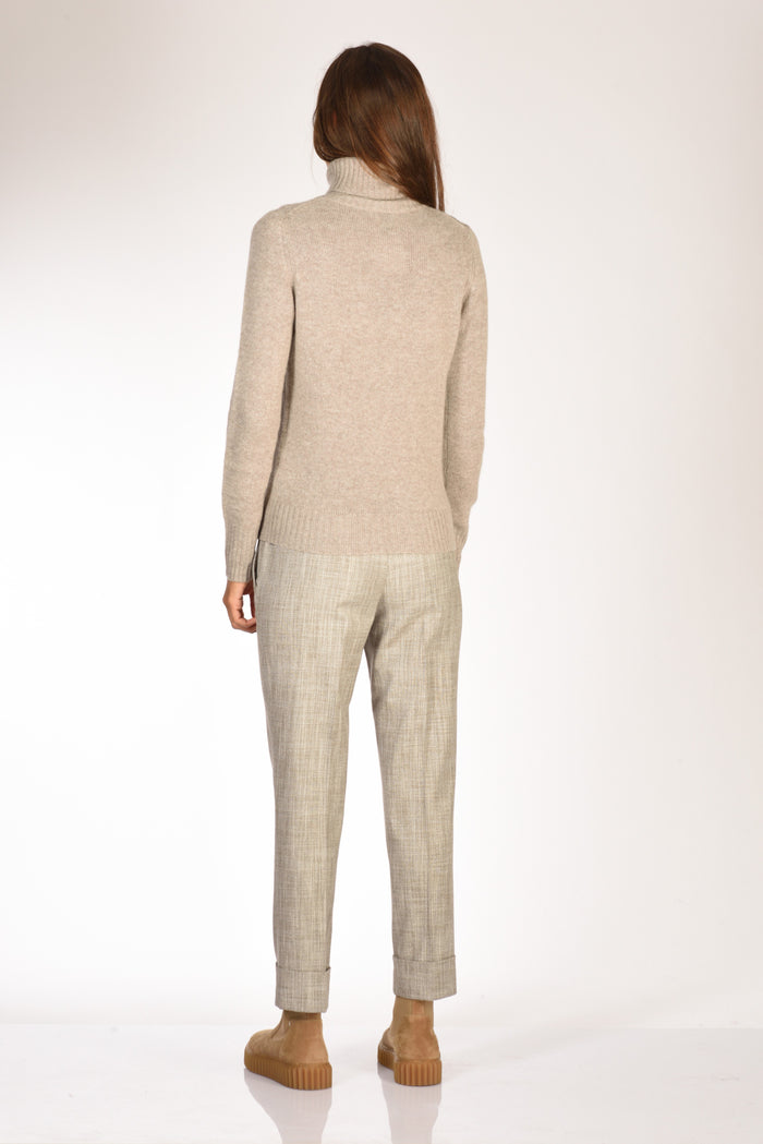 Allude Maglia Collo Alto Beige Donna - 5
