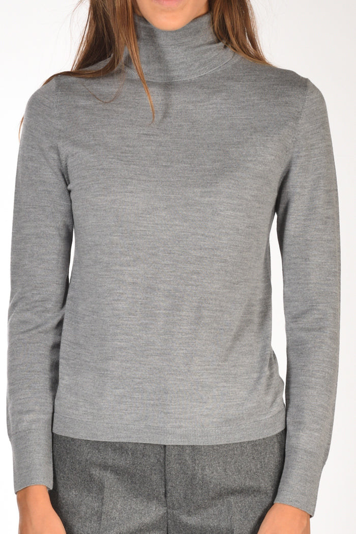 Allude Maglia Collo Alto Grigio Donna - 3