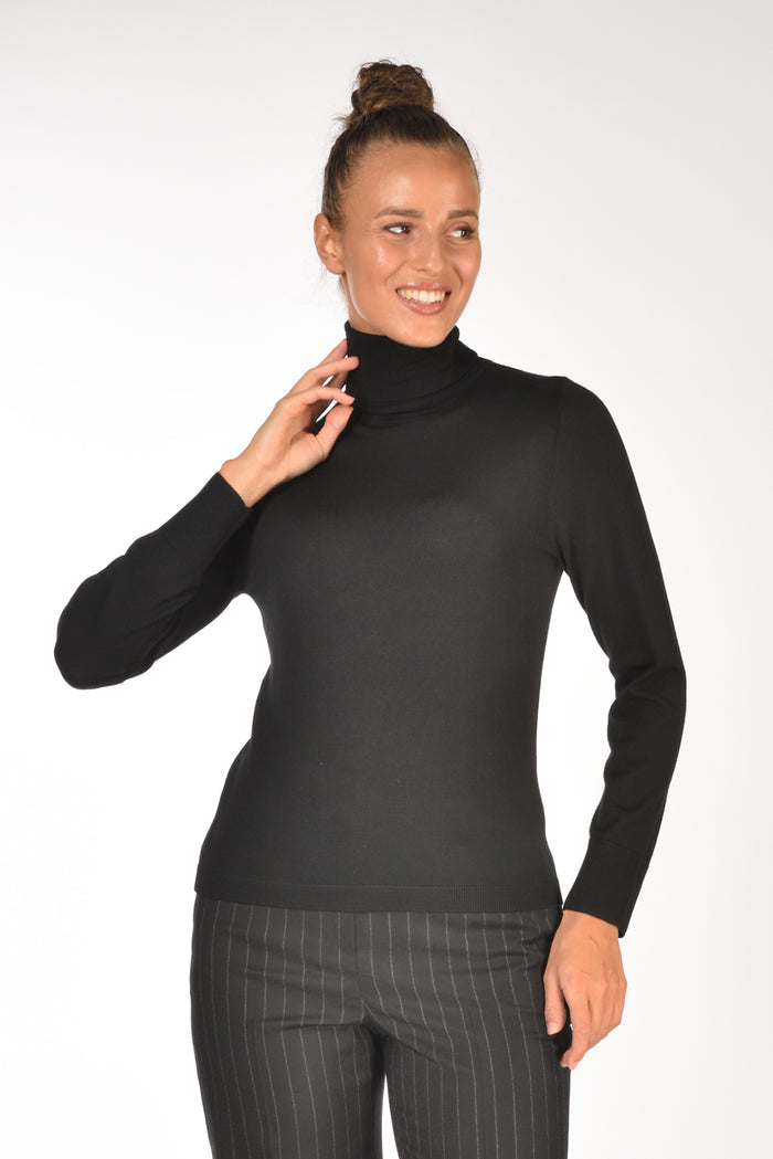 Allude Maglia Collo Alto Nero Donna - 1