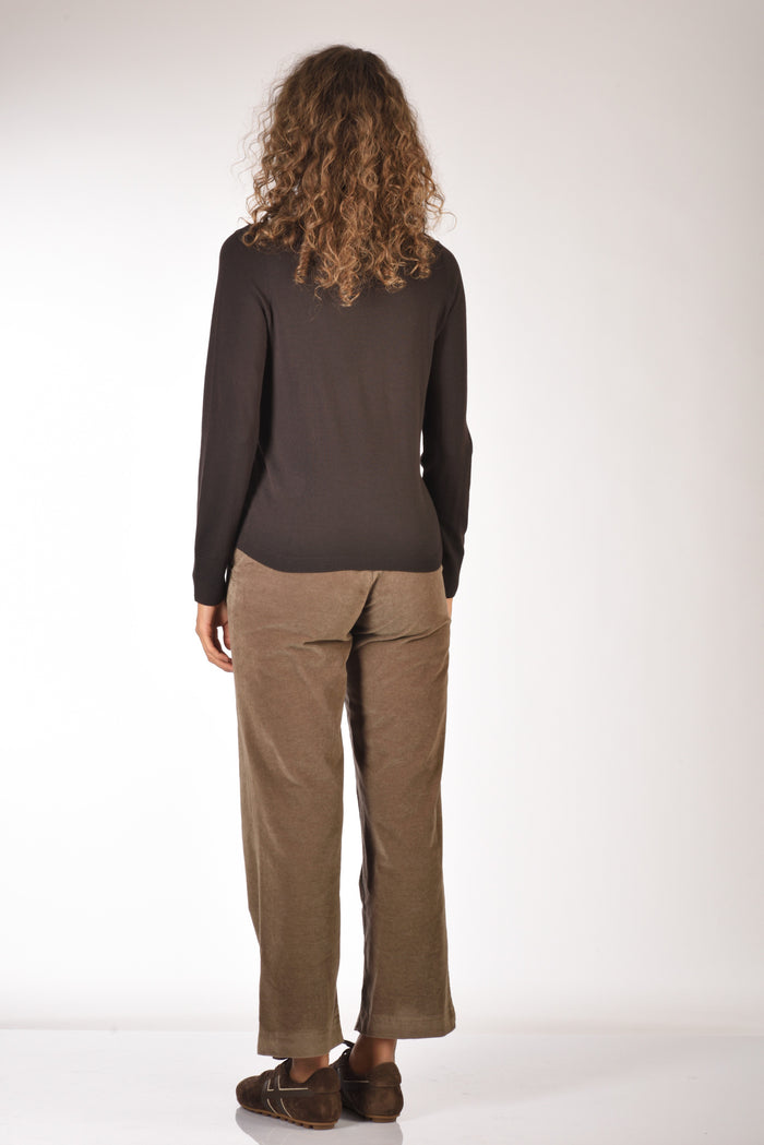 Allude Maglia Collo Alto Marrone Donna - 5