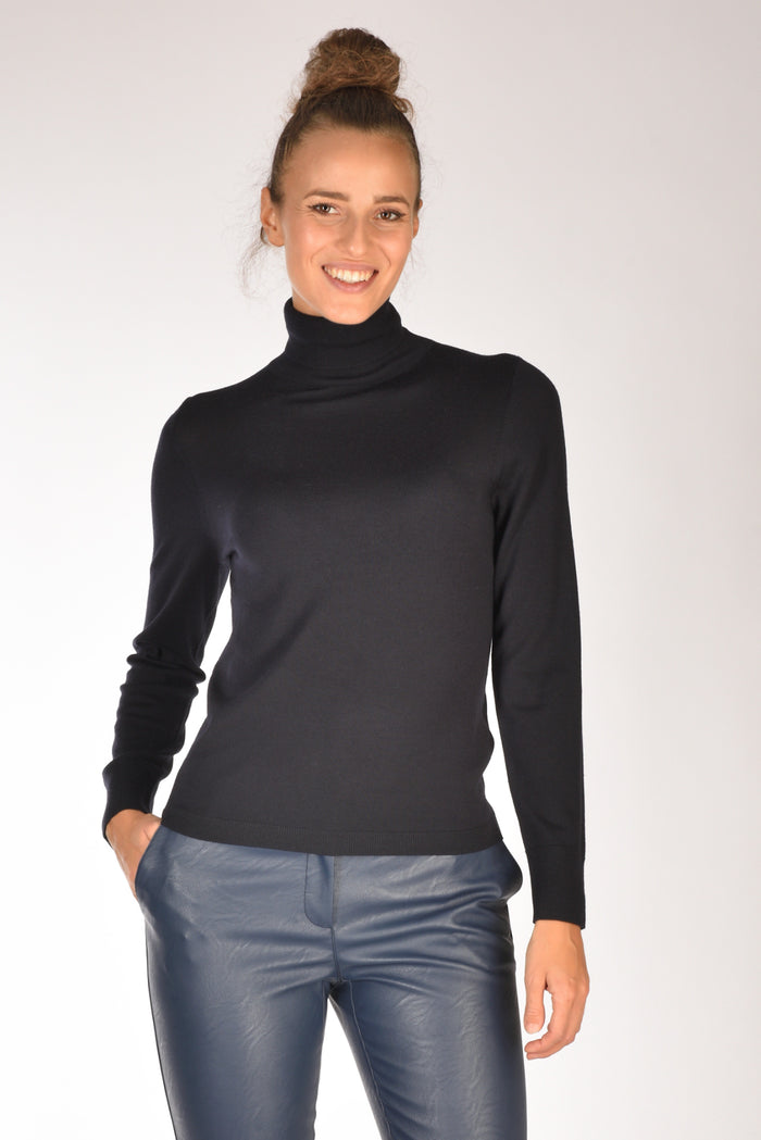 Allude Maglia Collo Alto Blu Donna - 1