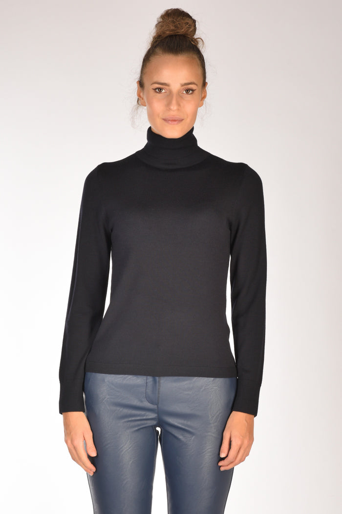 Allude Maglia Collo Alto Blu Donna - 2