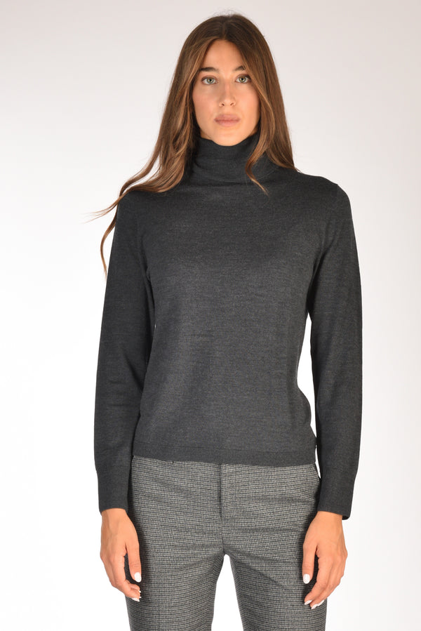 Allude Maglia Collo Alto Grigio Scuro Donna-2
