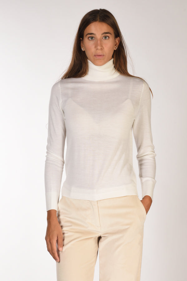 Allude Maglia Collo Alto Bianco Donna