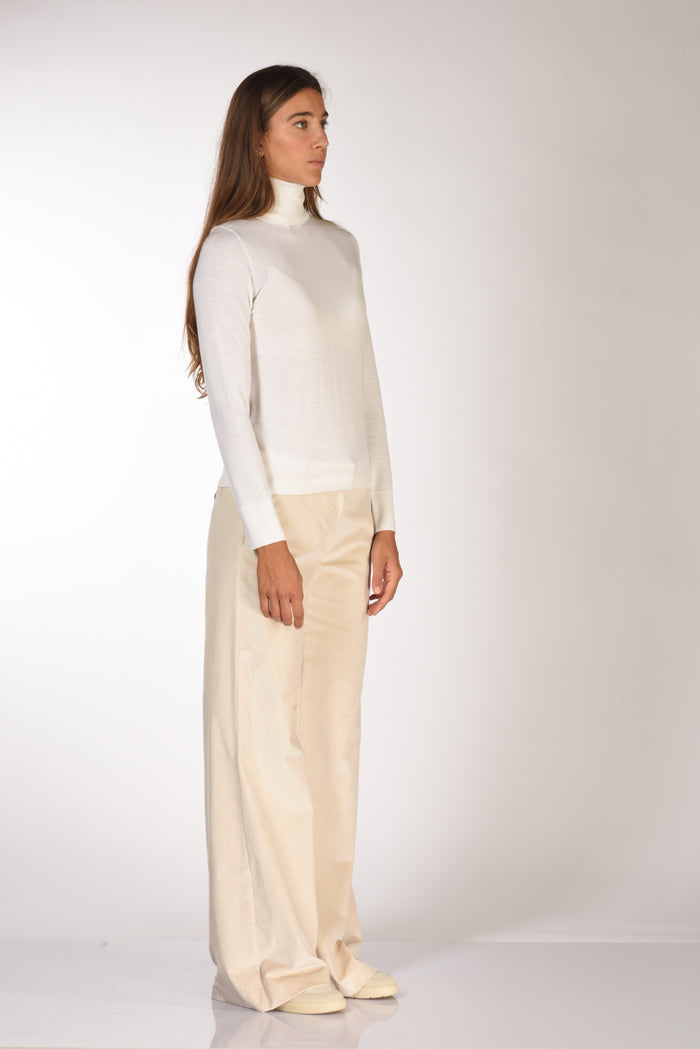 Allude Maglia Collo Alto Bianco Donna - 4