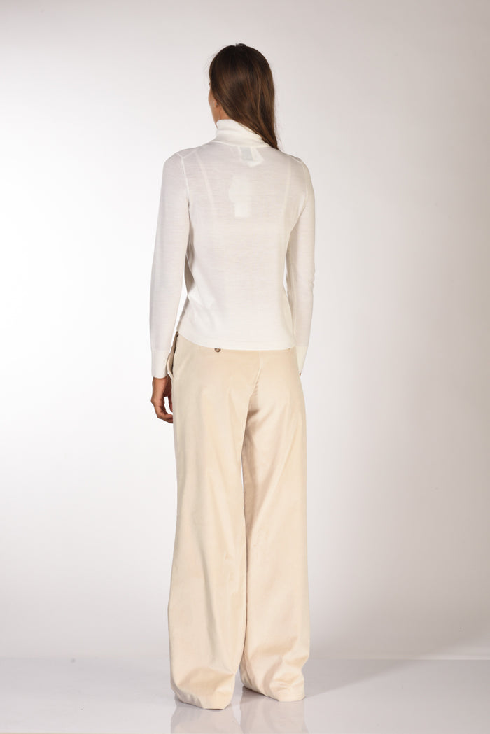Allude Maglia Collo Alto Bianco Donna - 5