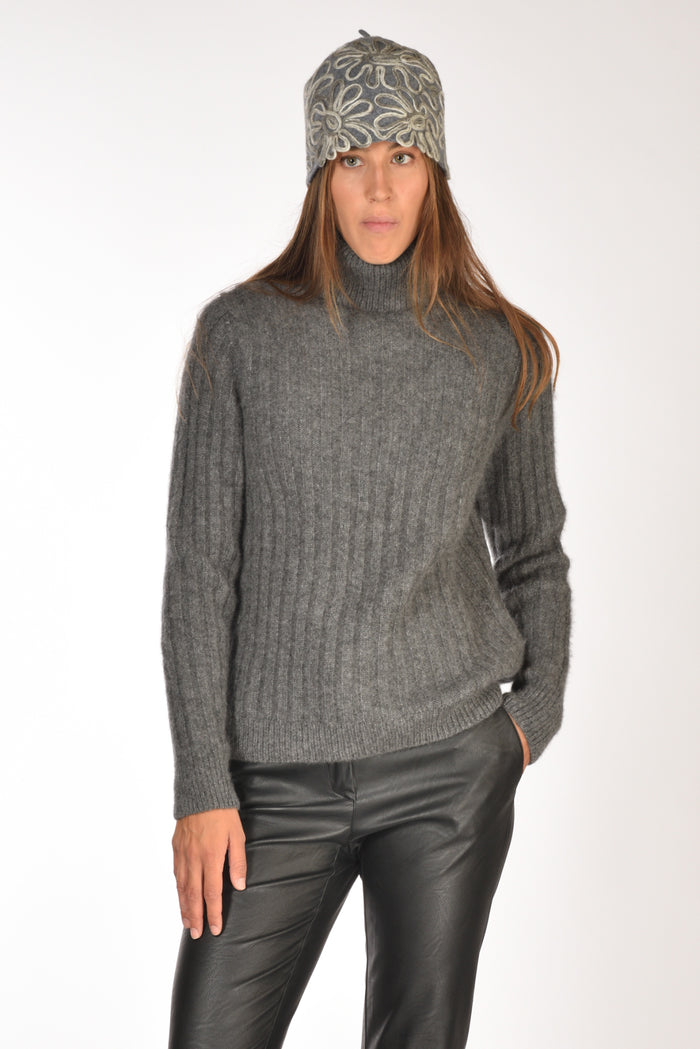 Allude Maglia Collo Alto Grigio Donna - 1