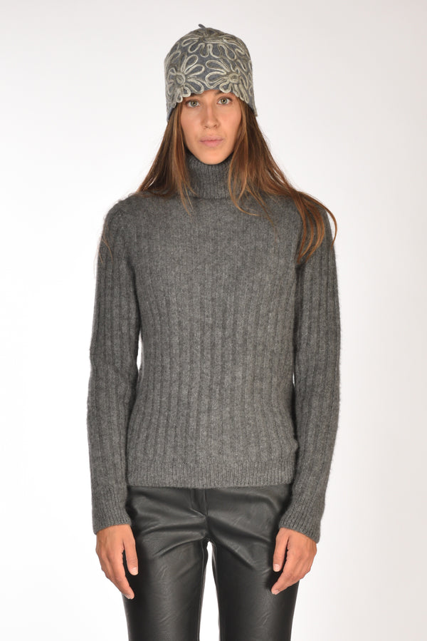 Allude Maglia Collo Alto Grigio Donna-2