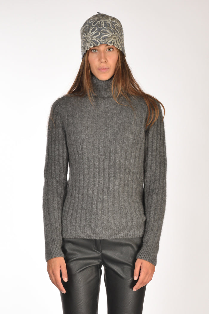 Allude Maglia Collo Alto Grigio Donna - 2