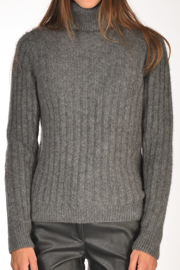 Allude Maglia Collo Alto Grigio Donna - 3