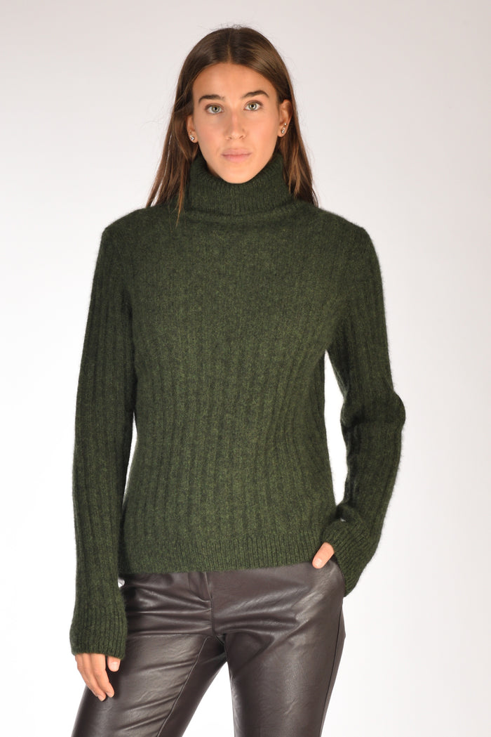 Allude Maglia Collo Alto Verde Donna - 1