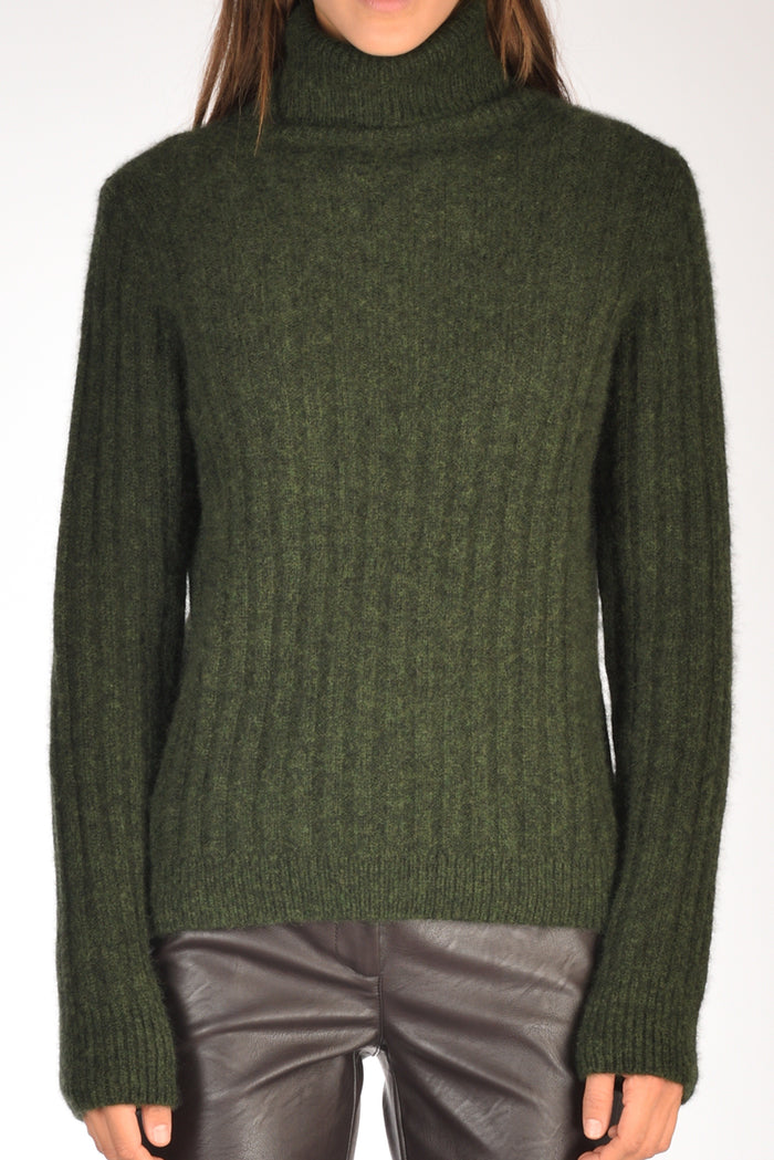 Allude Maglia Collo Alto Verde Donna - 3
