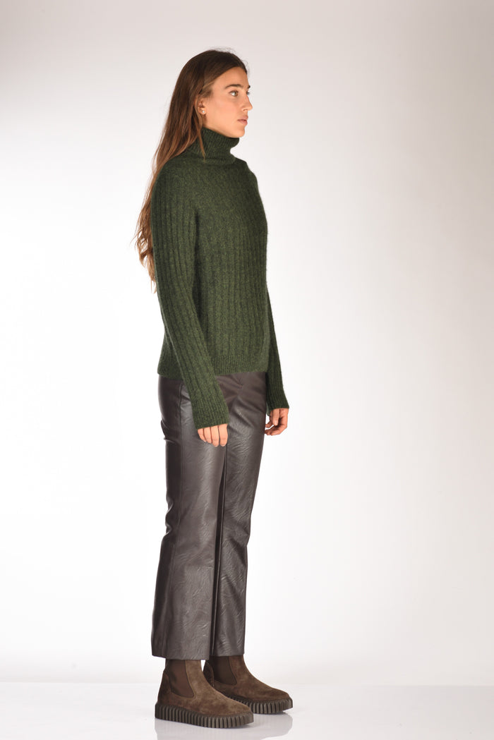 Allude Maglia Collo Alto Verde Donna - 4
